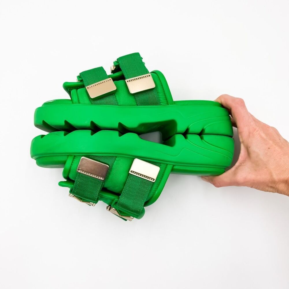 Bottega Veneta Flash Slide Sandals Green Platform Buckle Mules EU 38 US 8 - Picture 9 of 13